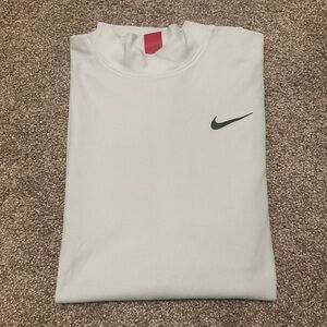 TW Nike White/Gray Mock Neck Golf Polo